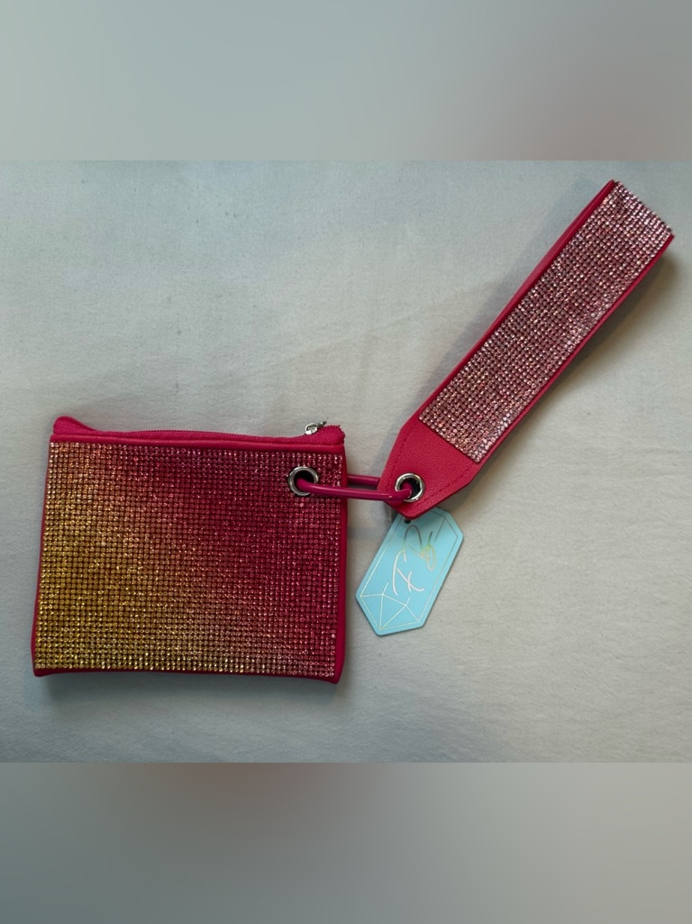 Pink Ombre Crystal Wristlet Pouch
